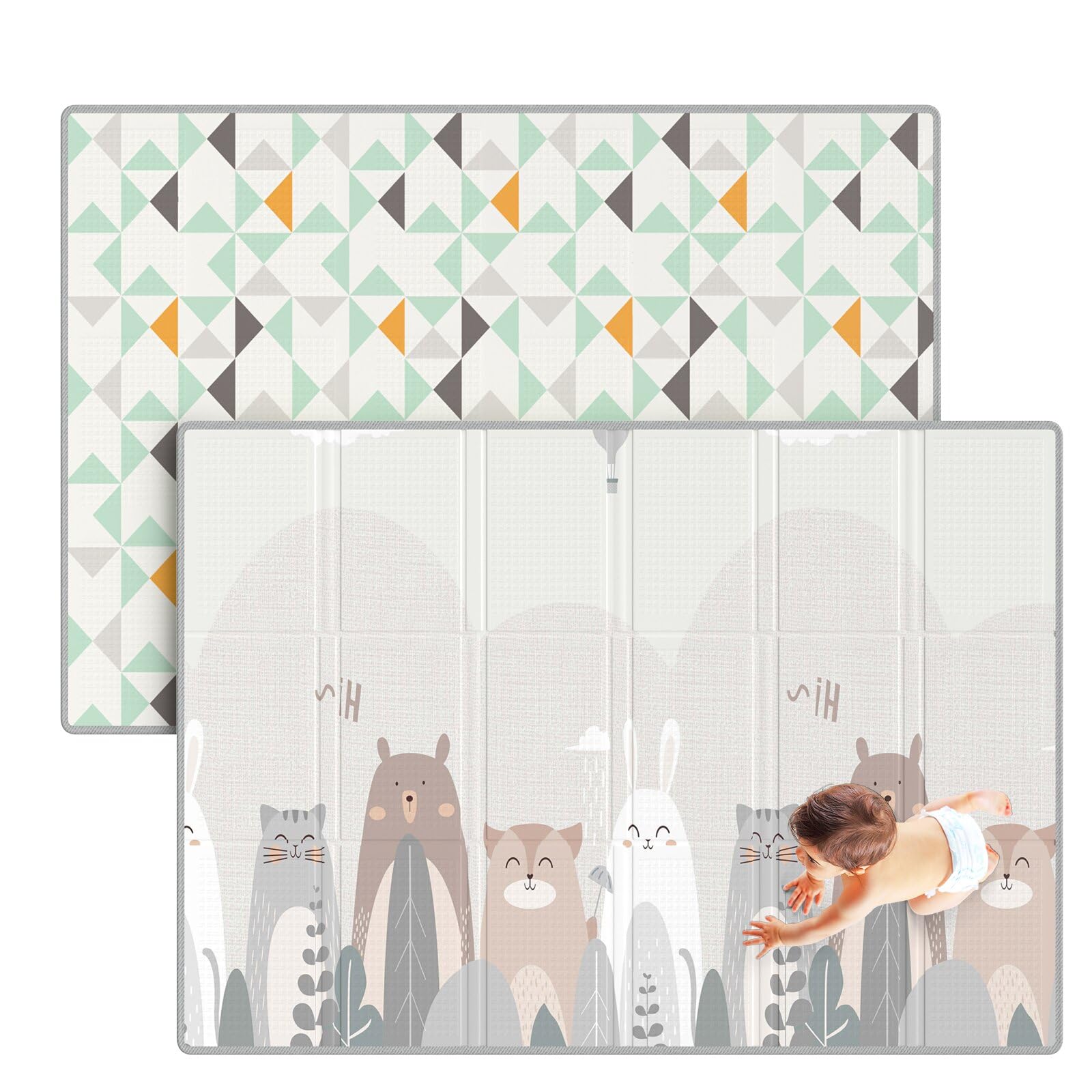200x130 Tappeto da Gioco Pieghevole, Impermeabile Tappetone Pieghevole per Bambini, Neonati Reversibile e Non Tossico Tappeti Bambini Gioco con Borsa di Trasporto