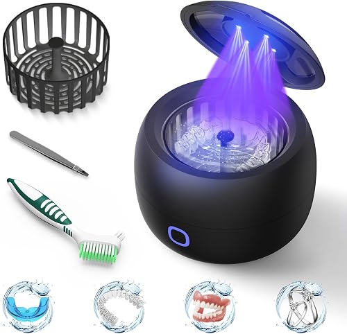 Upgraded Ultrasonic Retainer Cleaner, 45kHz Retainer Cleaner Machine for Denture