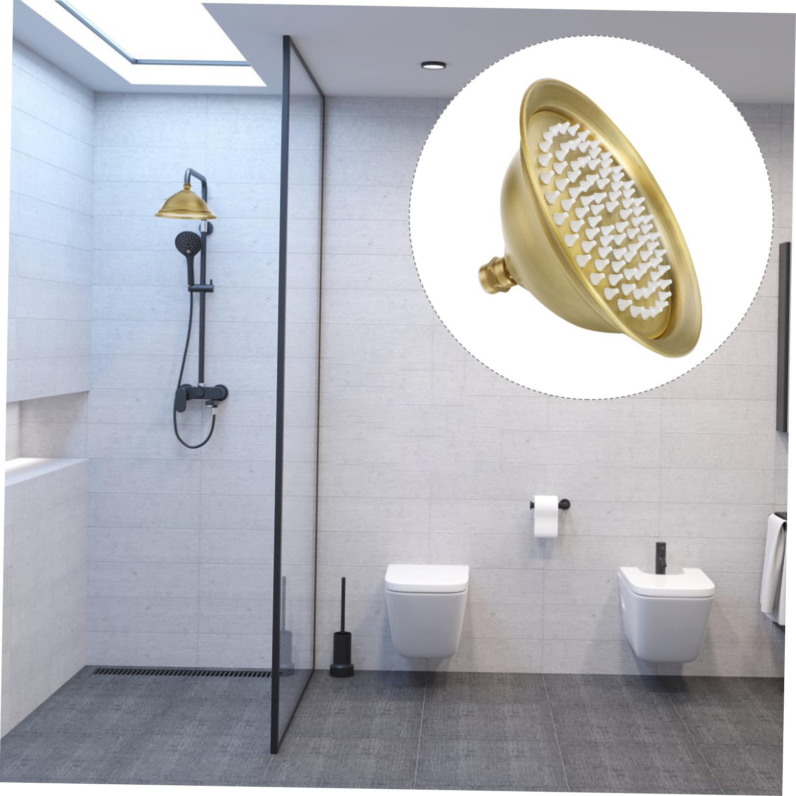 Cabezal de Ducha de Techo Marrón Boquilla de Ducha de Techo de Acero Inoxidable Compacto, para Baño y Hotel