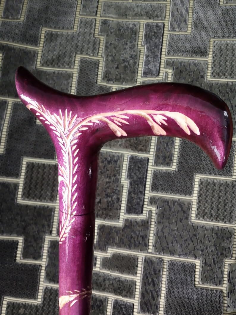 Canna di legno viola per le donne Manico intagliato e personale Bastone da passeggio da donna Intagliato a mano Bastone da trekking Canna da passeggio Regalo per escursionista
