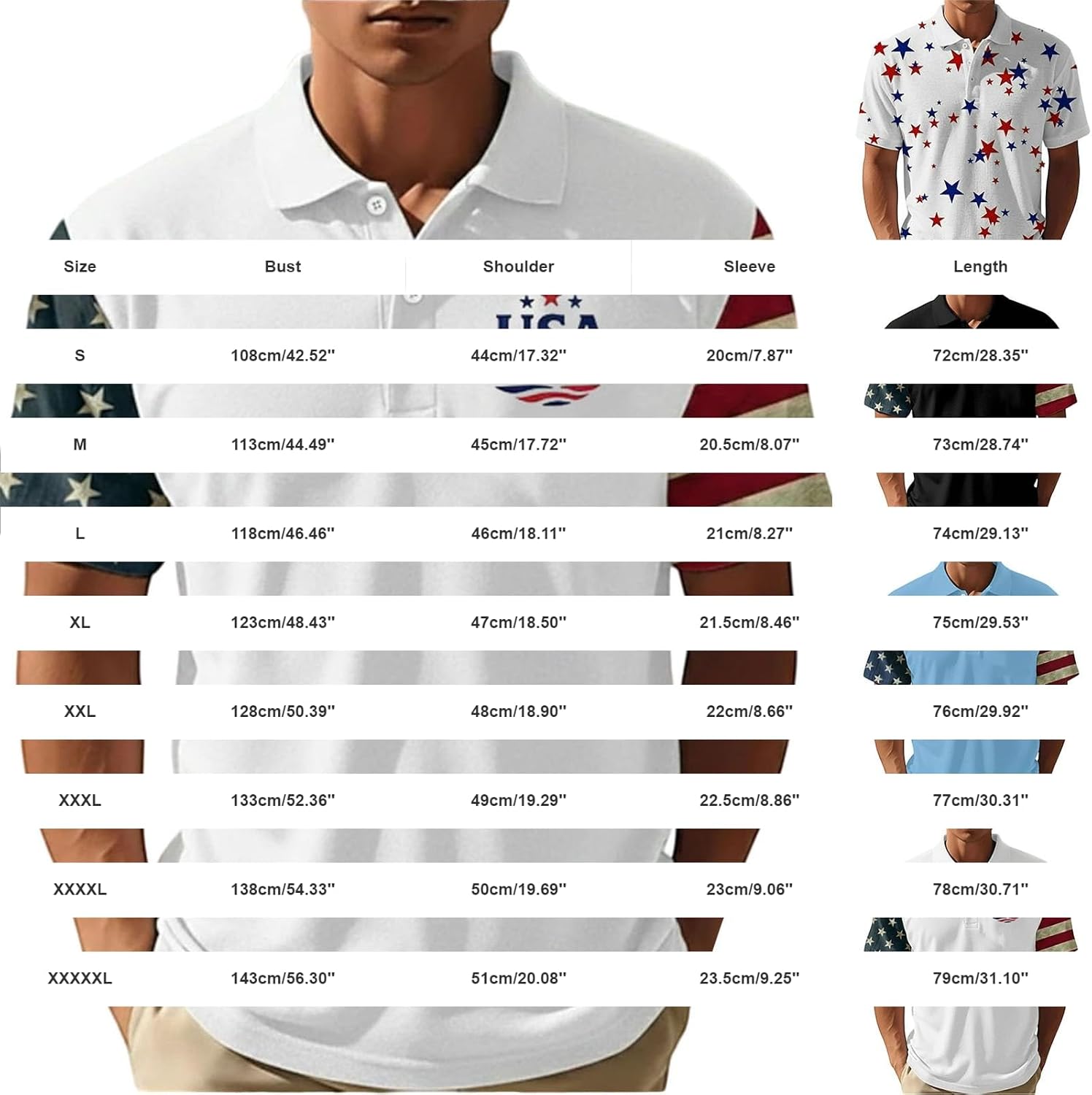 Plus Size Patriotic Golf Shirt for Men Classic USA Polo Tshirt Color Block Tee Summer American Flag 4th of July Tops