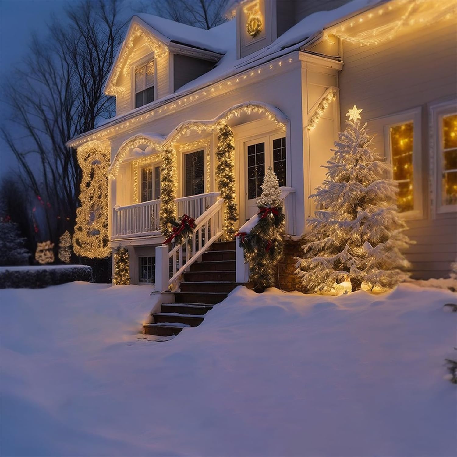 400 LED Christmas Lights 143.7ft Warm White - Outdoor Waterproof String Lights With 8 Modes & Timer