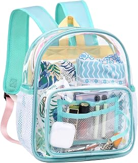 Clear Mini Backpack Stadium Approved TPU 12X12X6 Duty Transparent Backpacks Book Bag with Reinforced Strap for Teens Girls Women Concerts, Sporting Event, Work, School, Security-Mintgreen