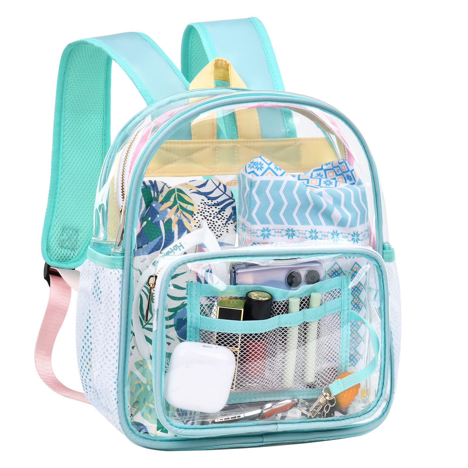 BYXEPA Clear Mini Backpack Stadium Approved TPU 12X12X6 Duty Transparent Backpacks Book Bag with Reinforced Strap for Teens Girls Women Concerts,