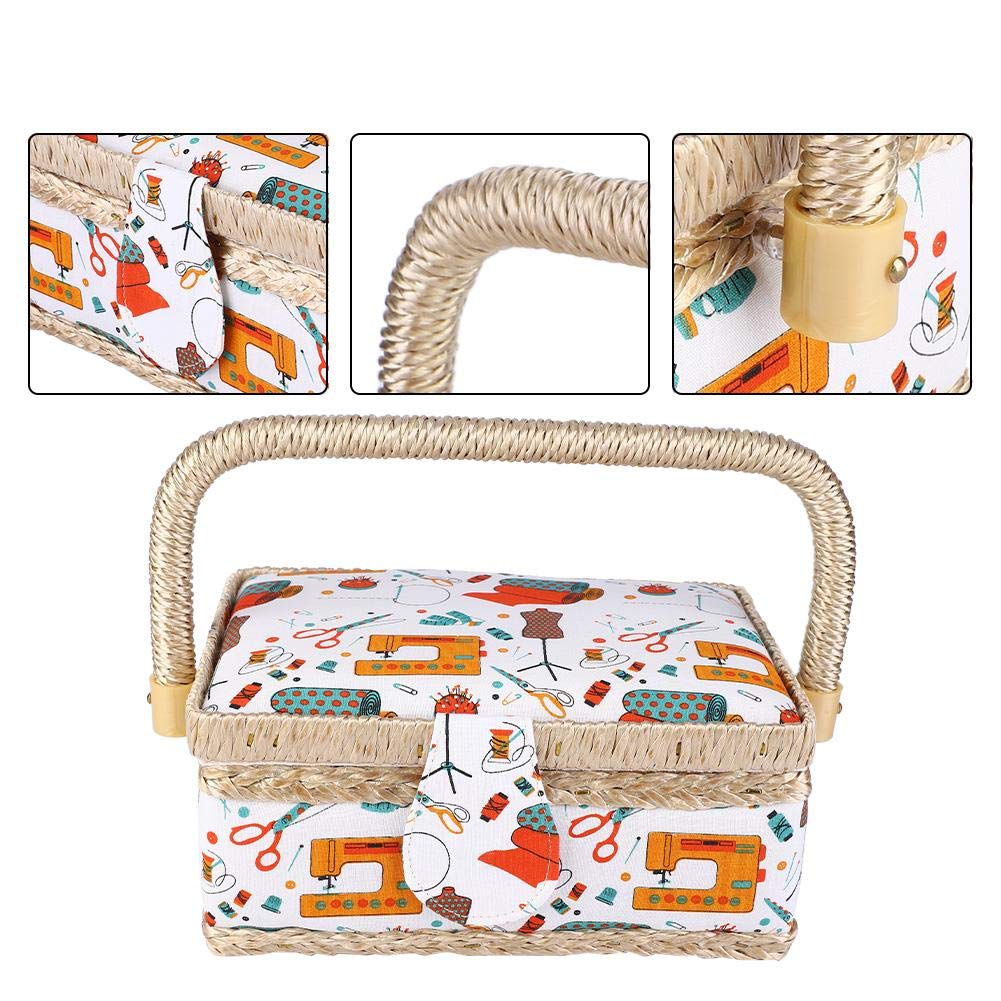 Cesto da cucito, kit cesto da cucito Durevole organizer portaoggetti da cucito Scatola organizer da cucito Cesto da cucito organizer, per fili di forbici