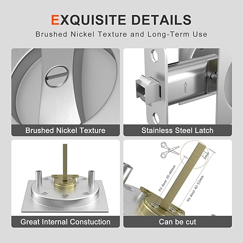 Miniatura 8 de Haidms Paquete de 2 herrajes para puerta de bolsillo negro, cerradura de puerta de bolsillo, negro mate, cerraduras cuadradas para puertas de