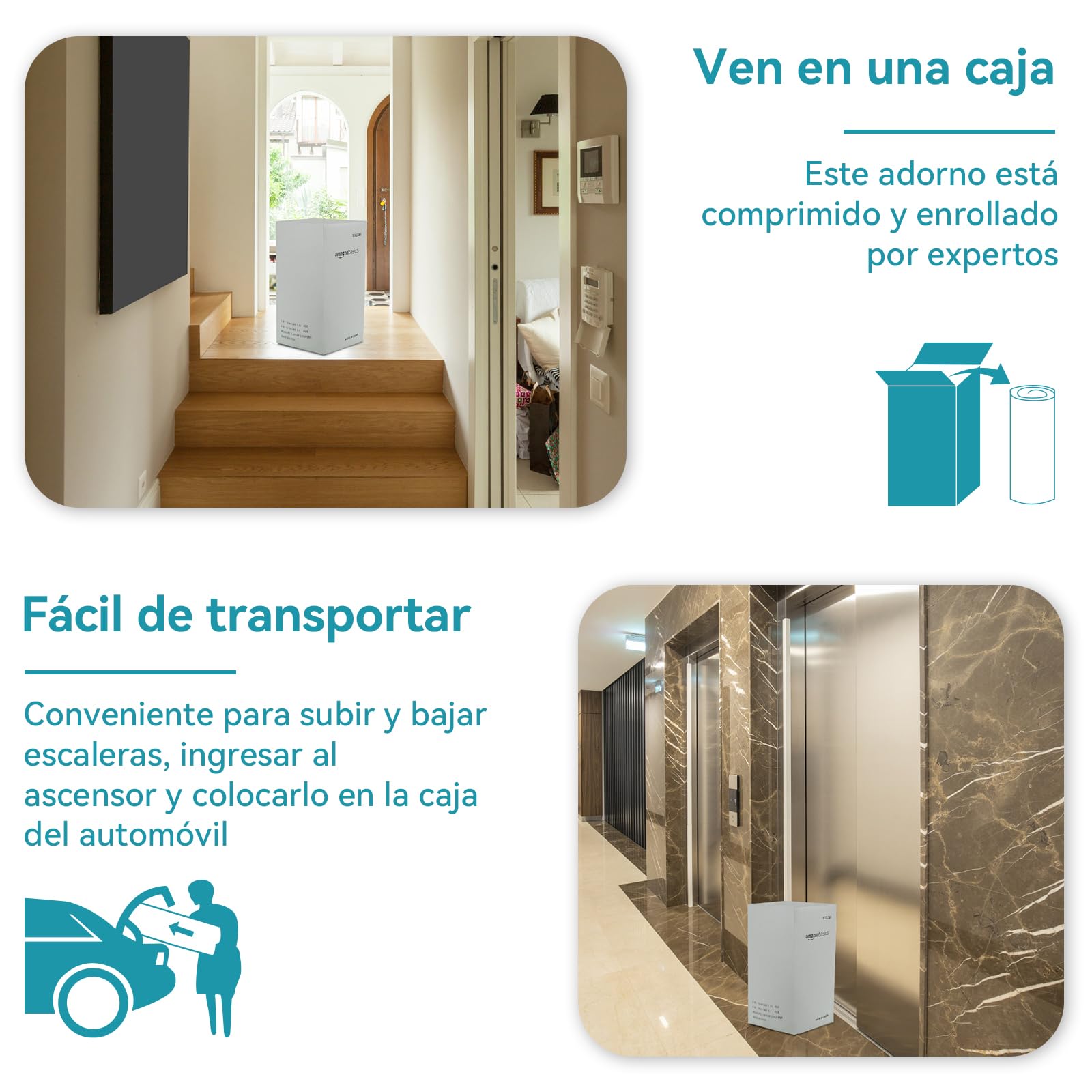 Amazon Basics Colchón de Espuma viscoelástica Topper con memoria con Funda removible y lavable, 135 x 190 cm, 5 cm, Blanco