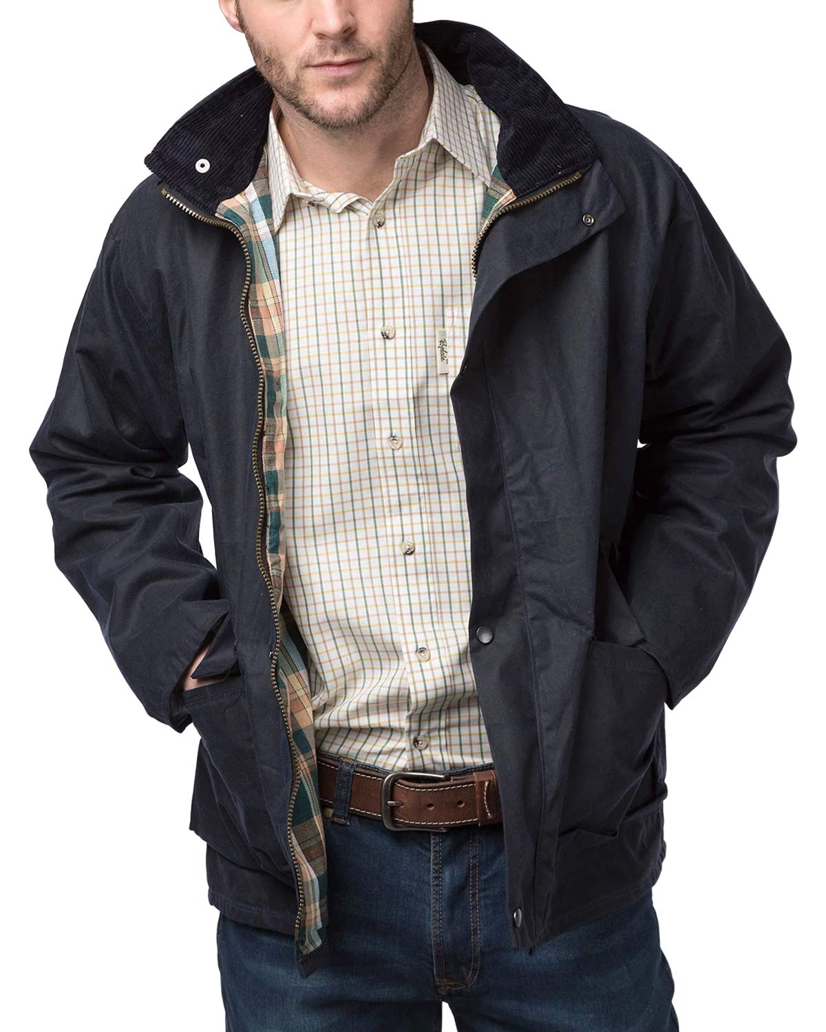 Rydale Men's Navy Cawood Lined Waxed Cotton Wax Jacket Coat For Walking Or Shooting