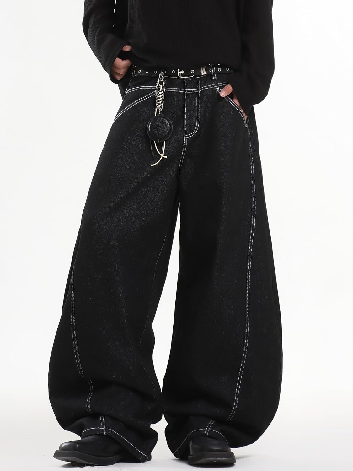 Baggy Barrel Jeans for Men Wide Leg Loose Fit Jeans Y2K Hip Hop Streetwear Denim Pants - Image 2