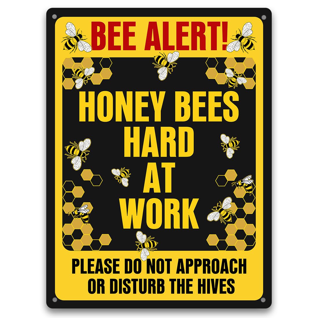 Tin 1 Bee Warning Sign Honey Bees Hard At Work Funny 8X6 Aluminum Metal Wall Decor For Home Garden Yard Farmhouse Rust Free Weather Resistant Pre-Drilled Holes