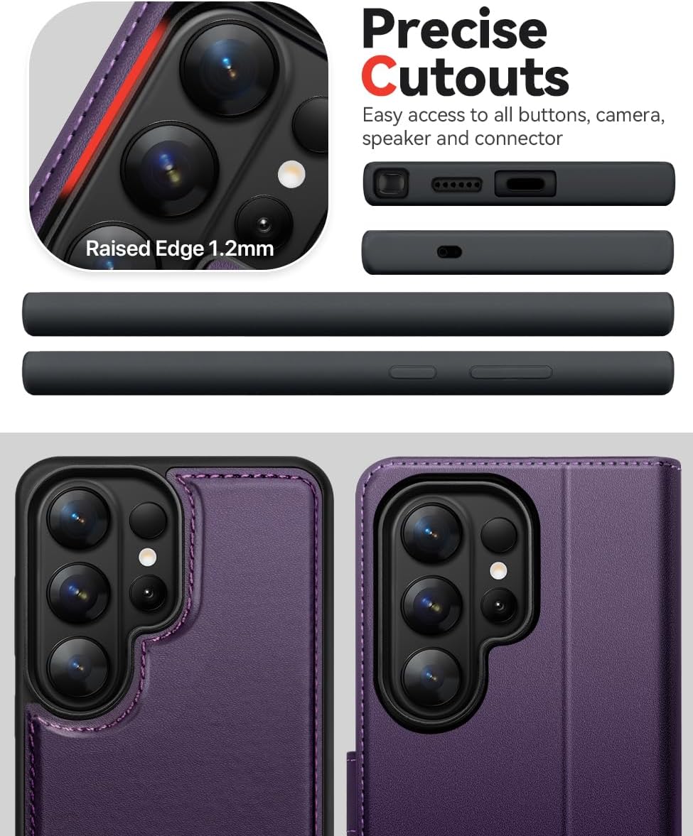 OCASE for Samsung Galaxy S26 Ultra Detachable Wallet Case with Card Holder, [2 in 1] PU Leather Flip Folio Case with RFID Blocking Stand Wrist Strap Shockproof Phone Cover 2026, Dark Purple