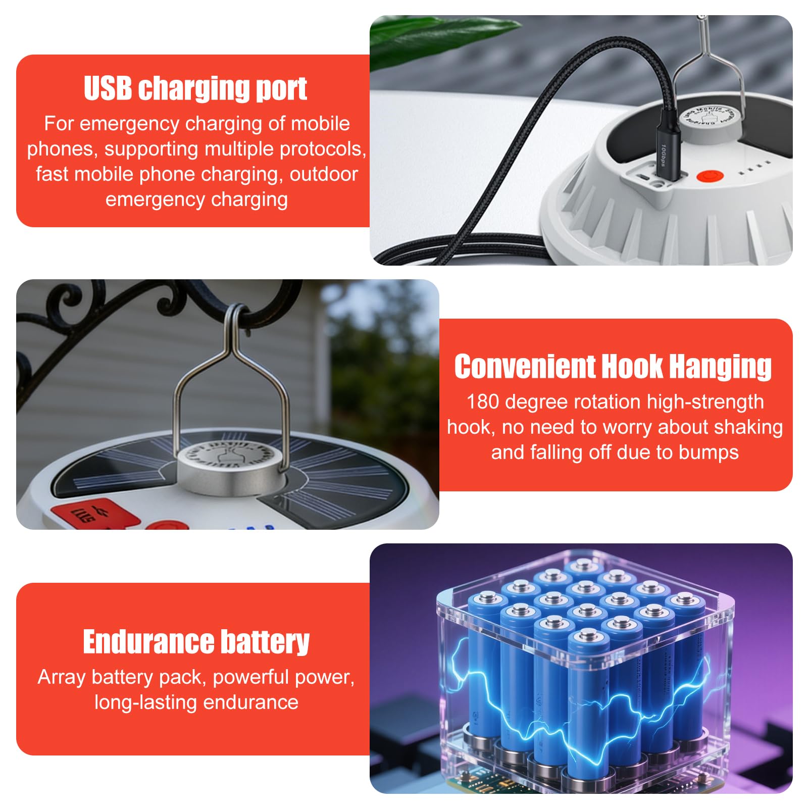 PORFOYO 2 pezzi LED lampada da campeggio ricaricabile solare lampada da campeggio con telecomando, 120 LED luce da campeggio con USB, 5 modalità, IP65 impermeabile, diametro 16 cm, per campeggio