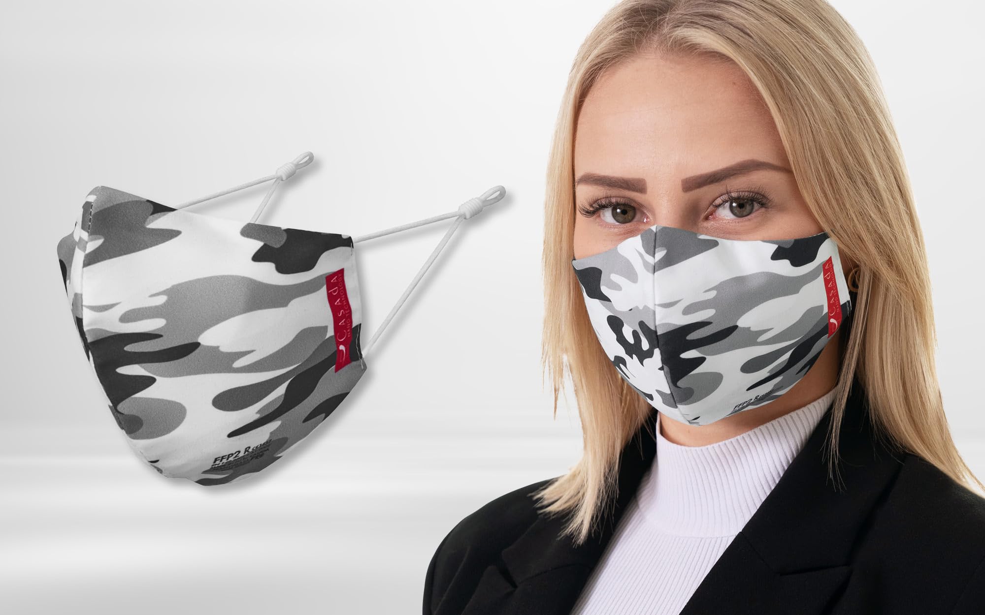 Casada FFP2 zertifizierte Nano-Maske-PRO camouflage ab 5er Set Gesichtsschutz Hygiene Schutzmaske Mehrwegmaske Mundschutz Wiederverwendbar Waschbar