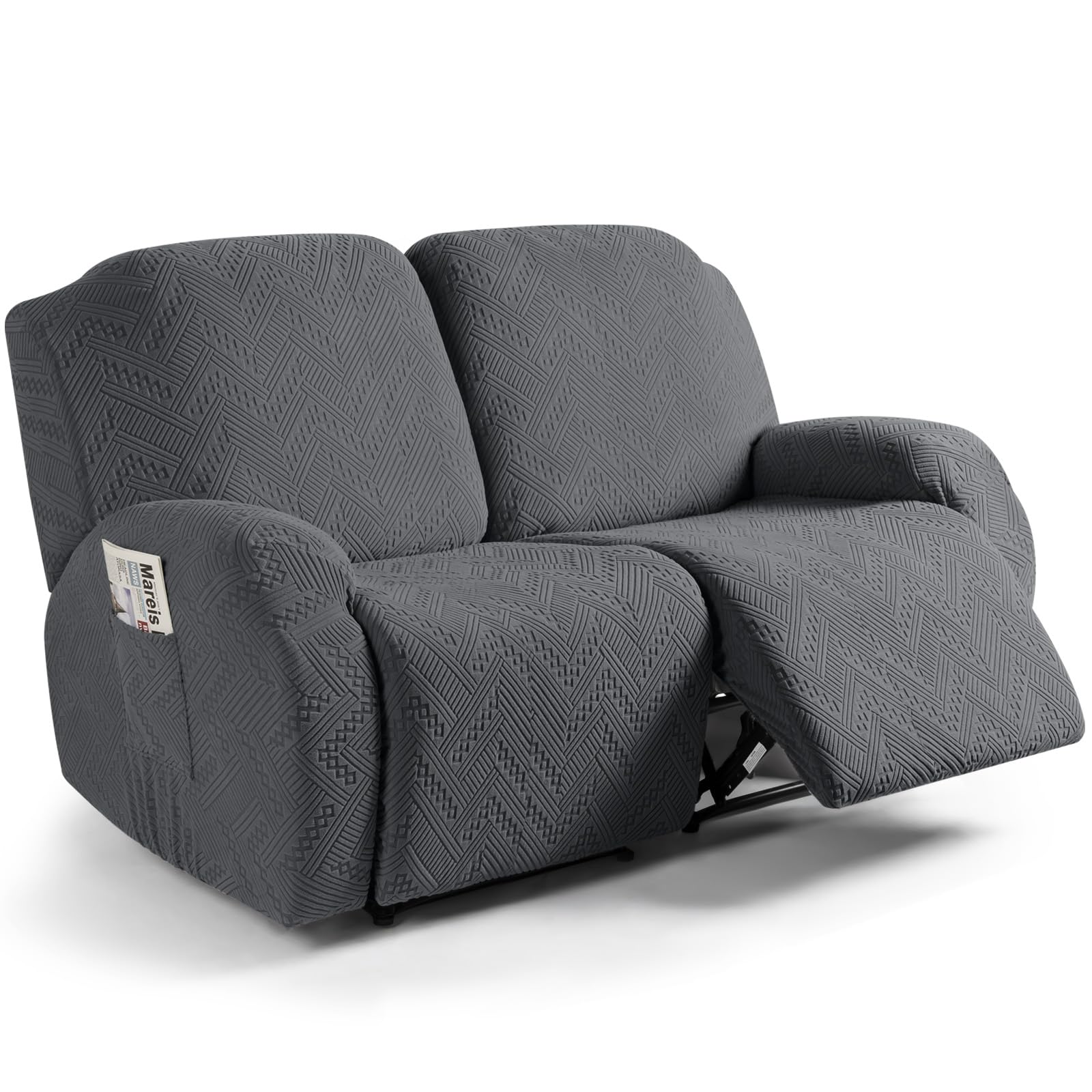Ruaozz Oversized Loveseat Recliner Cover, Soft Sofa Slipcover, Dark Gray