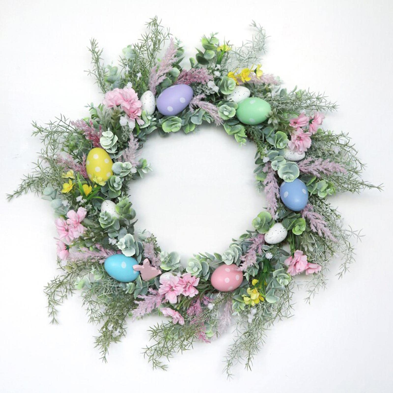 Ghirlanda di Fiori a Forma di Pasqua da 45 Cm da Appendere alla Porta D'ingresso, Perfetta per Le Feste in Stile Rustico.
