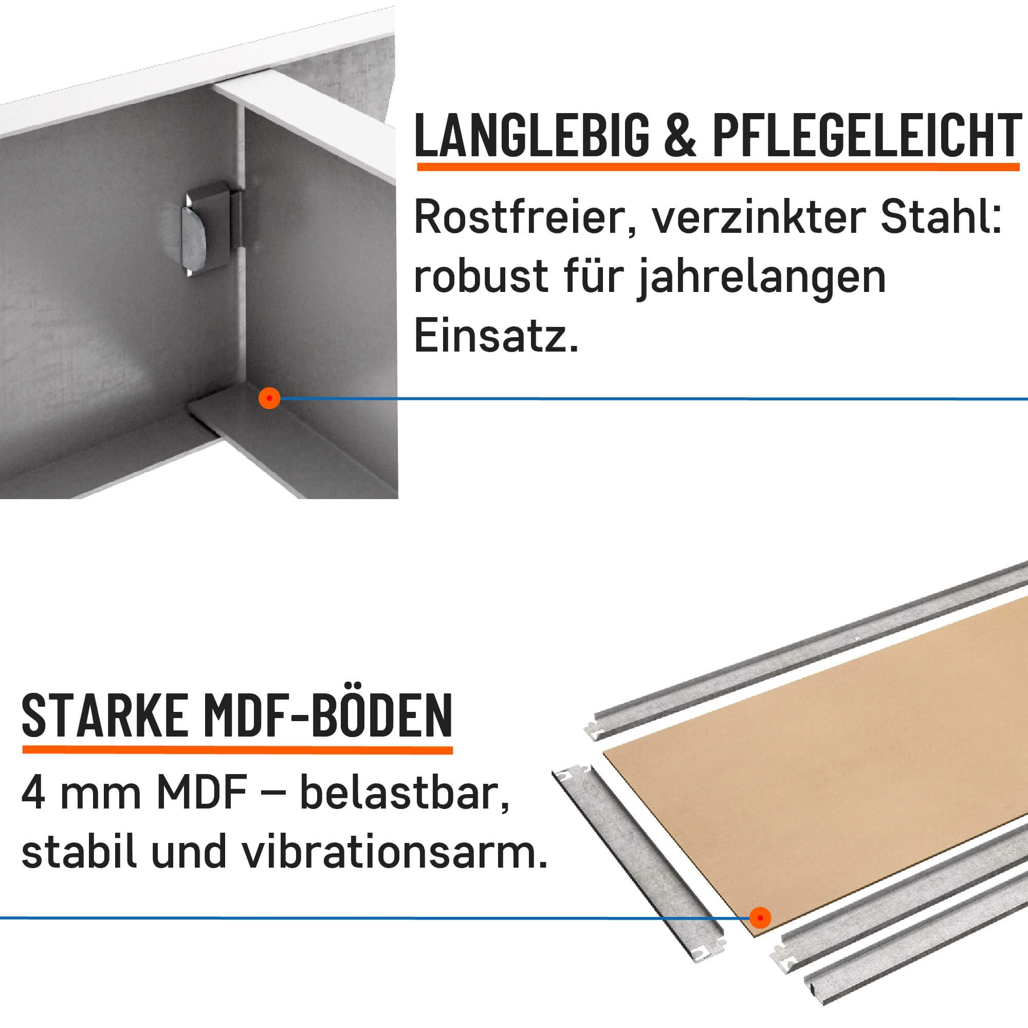 Schwerlastregal 750 kg Tragkraft, 200x100x50 cm, Steckregal mit 5 MDF-Böden, Metallregal, Garagenregal oder Lagerregal, Kellerregal, Lastenregal, Werkstattregal Verzinkt