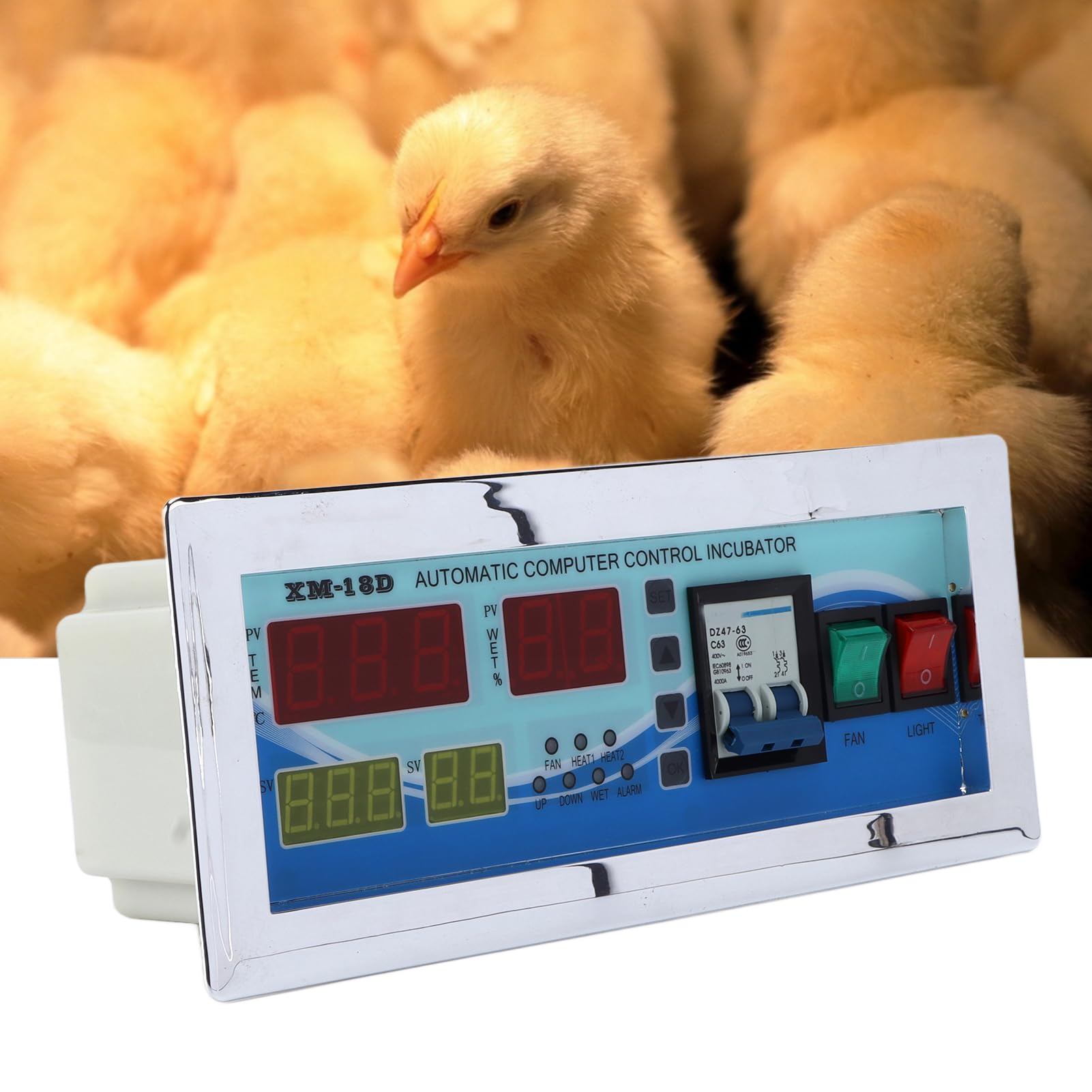 Regulador de incubación de huevos Termostato automático de temperatura y humedad Máquina de extinción con sensor de alta precisión para pollo, pato, ganso, codorniz, palomas, pavo real, plástico 29,2