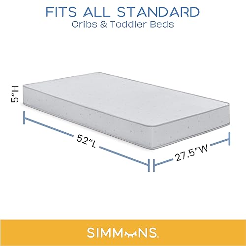 Miniatura 3 de Simmons - Colchón infantil Silver Nights de doble cara para cuna de bebé y colchón para niños pequeños - GREENGUARD Gold - Impermeable - Núcleo de