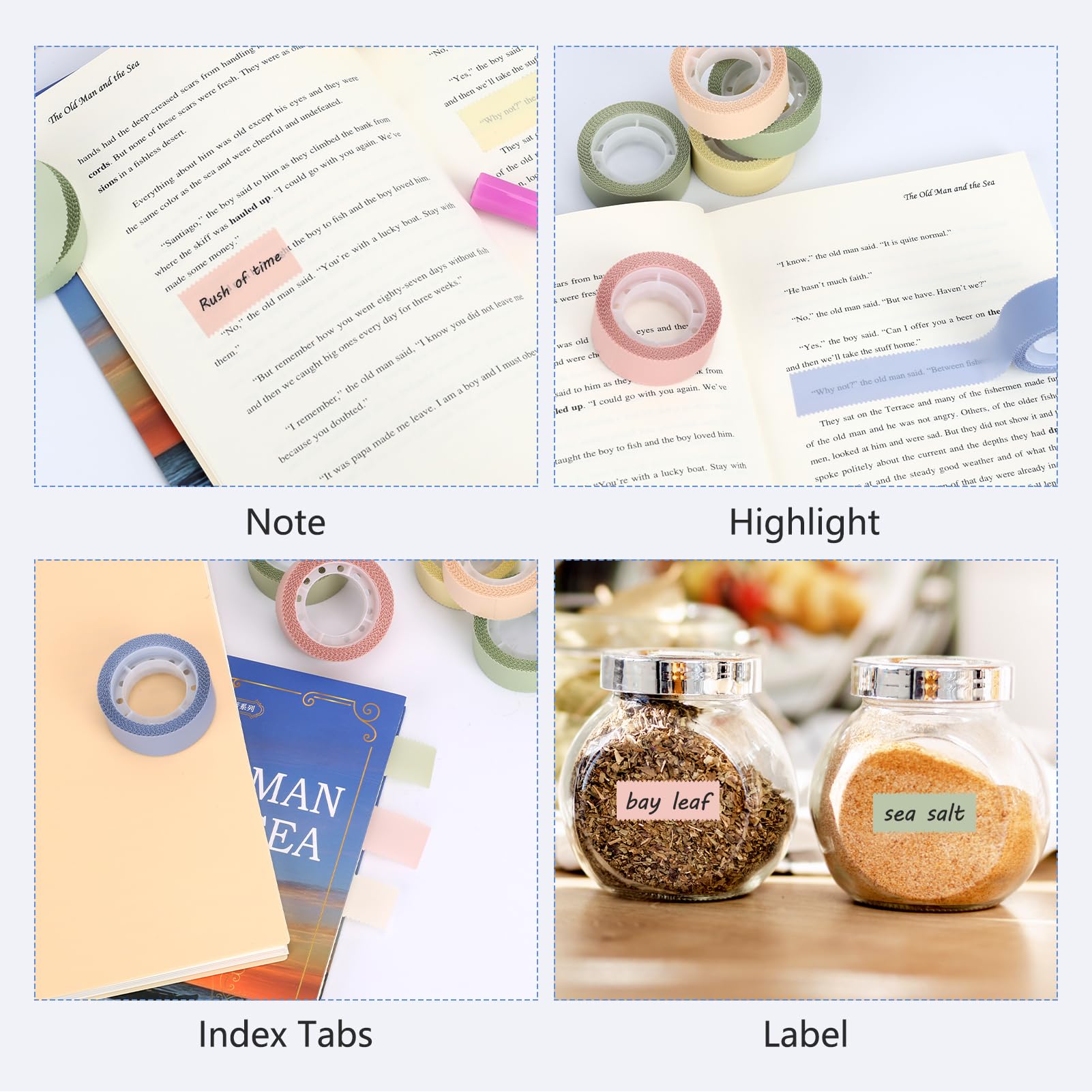 Snapklik.com : 6 Rolls Writable Sticky Notes, Removable Morandi Tape ...