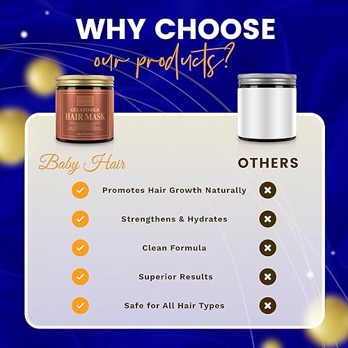 Miniatura 7 de Baby Hair - Mascarilla de seda de gelato para mujeres, queratina hidrolizada, jengibre recto y rizado, mascarillas capilares de aceite de oliva y