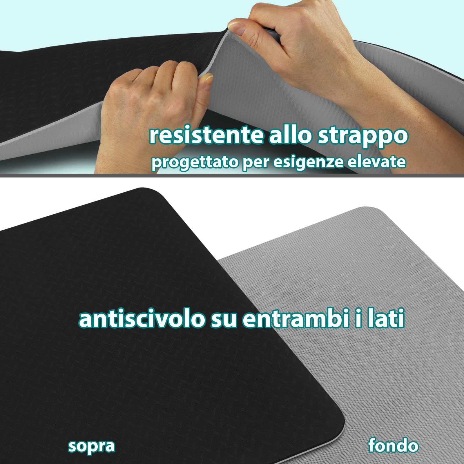 ALPIDEX Tappetino Yoga 190 x 61 x 0.6 cm | 190 x 90 x 0.6 cm E-Book Tappeto TPE Fitness Antiscivolo Aerobica Palestra Ginnastica Pilates Allenamento Casa