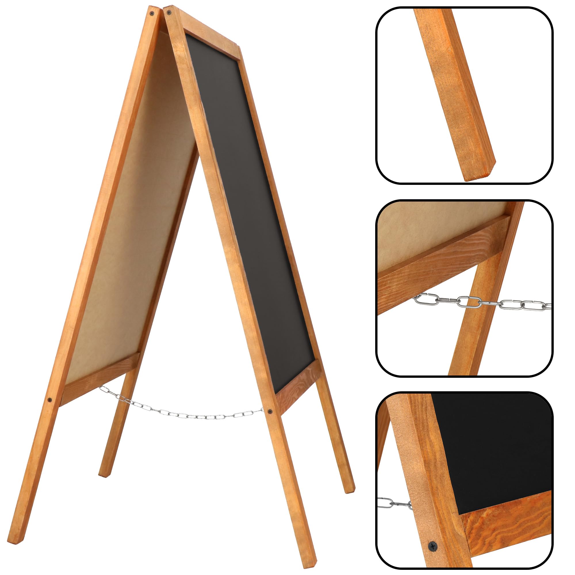 SPRINGOS Kundenstopper - Pizarra publicitaria para aceras, 100 x 60 cm, soporte de madera, pizarra para restaurante