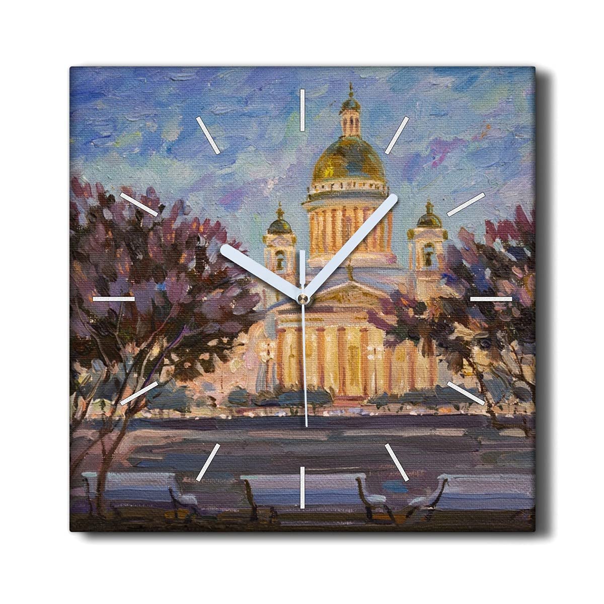 Horloge sur toile décoration murale 30x30cm horloge murale le salon cathédrale