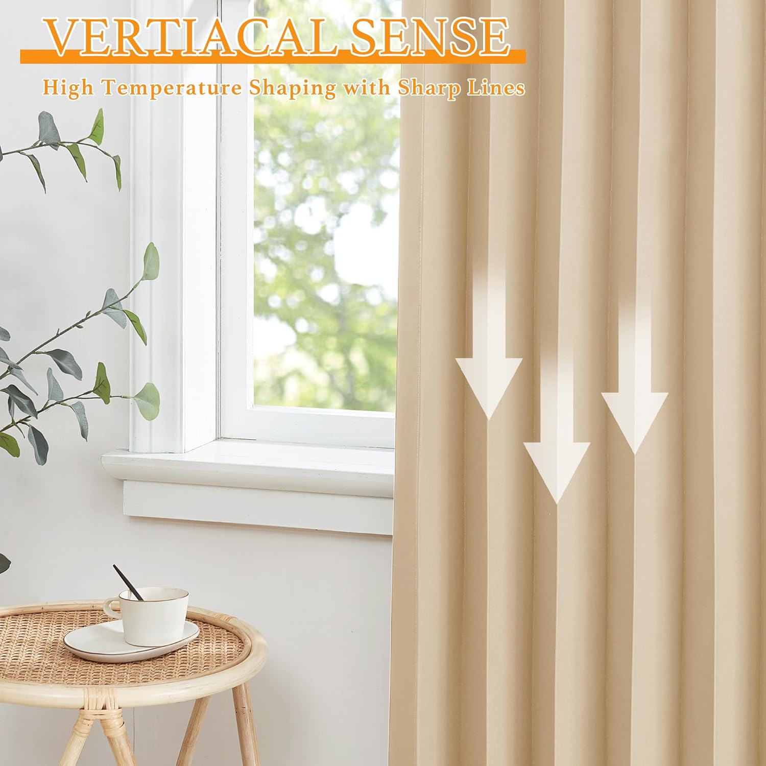 RYB HOME Blackout Closet Curtains for Open Closet, Pleated Accordion Style Folding Door Curtains Thermal Insulated for Doorway Bathroom Soundproof, W 50 x L 80 in, Biscotti Beige, 1 Panel