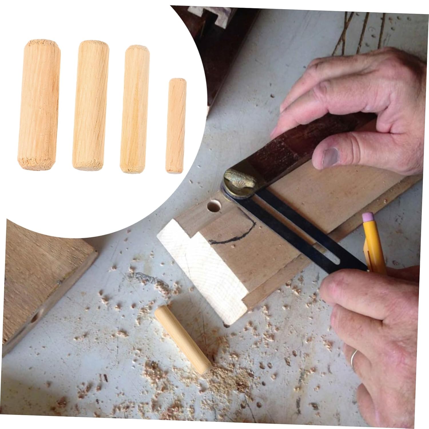 BESPORTBLE 500pcs Wooden Dowel for Furniture Assembly Craft Projects and Repair Includes and Wooden Connectors