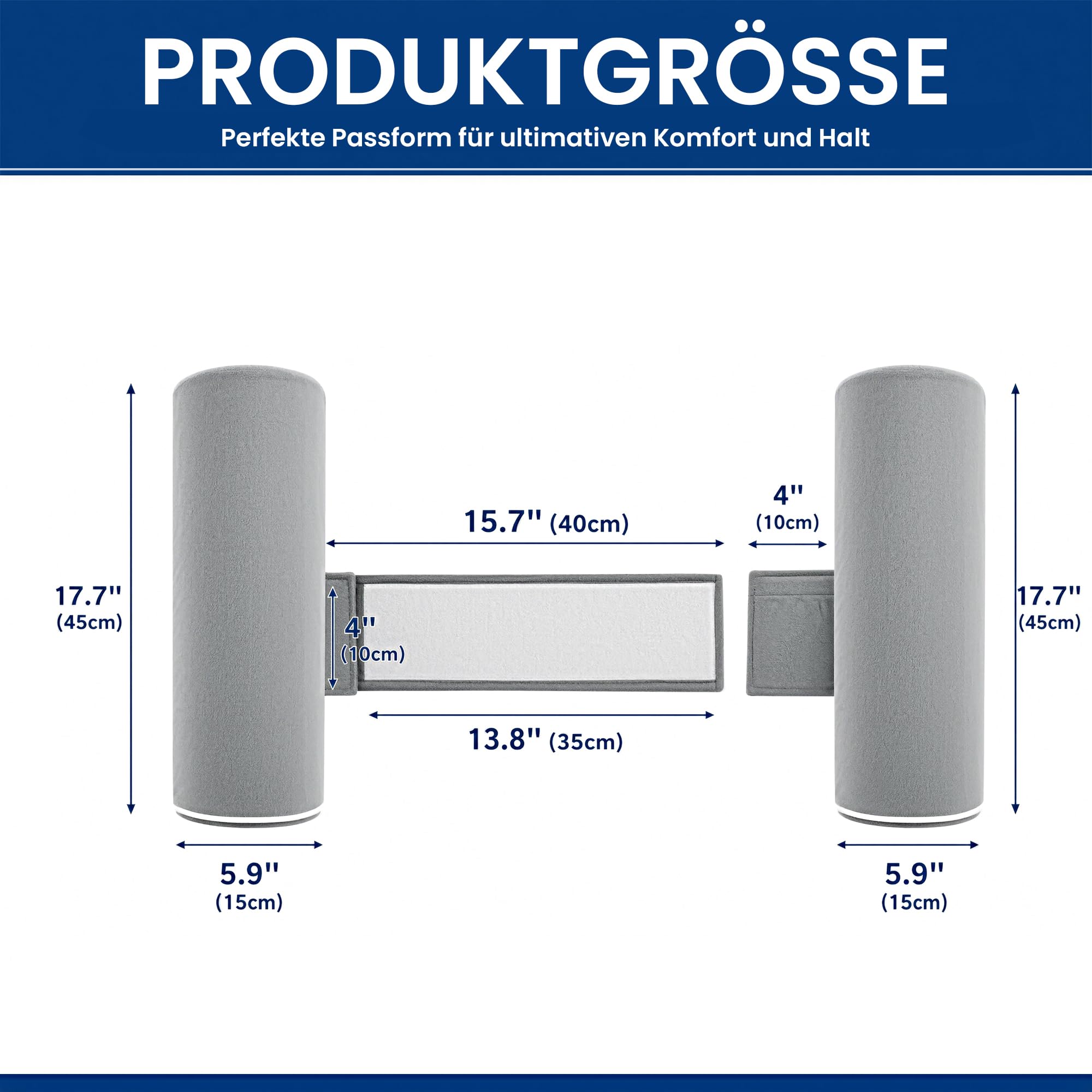 Körperkissen für Seiten- & Rückenschläfer, Zylinder-Lagerungskissen, Rollkissen aus hochdichtem Schaumstoff für Rücken- & Kniesupport, Langkissen für Bett, Lesen & Entspannen