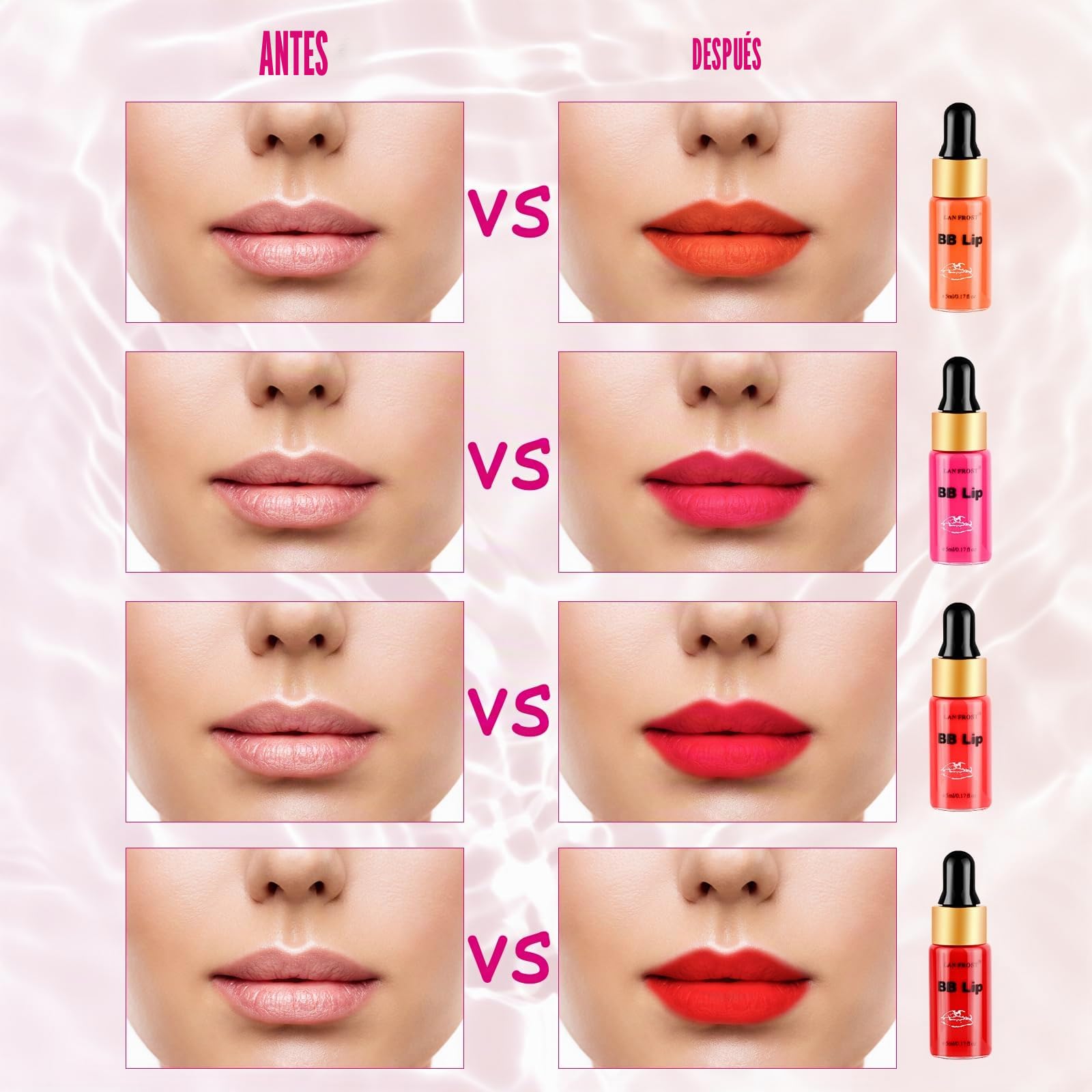 BB Lip Glow Ampoule Serum Starter Kit, tratamiento de maquillaje semipermanente, Lip Gloss BB Lip Serum, contiene 8 frascos de sérum de Lips Care Serums Exfoliating Gel y Lip Balm Serums