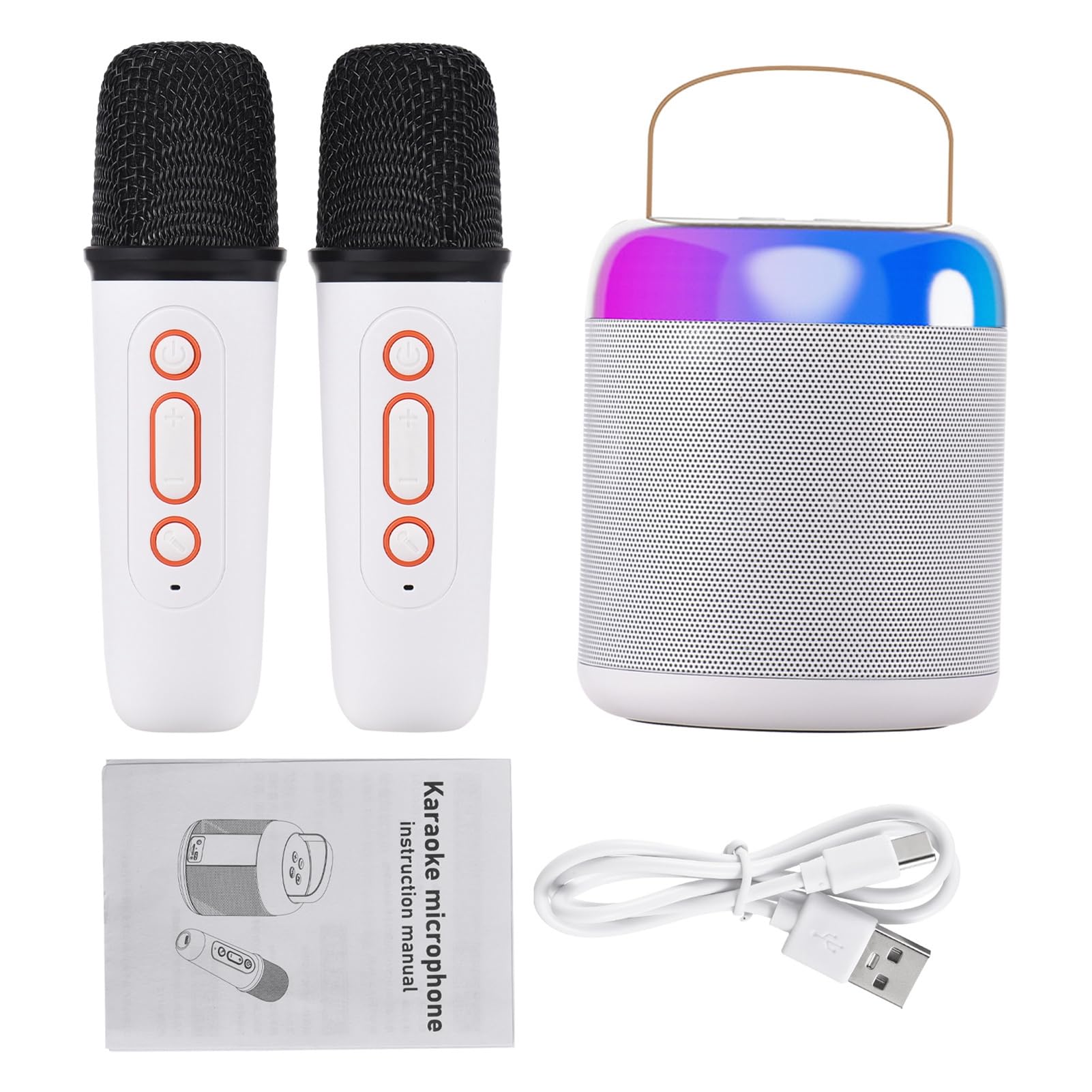 Przenośny Głośnik Karaoke z 2 Mikrofonami, Różowy, BT 5.3, DSP,