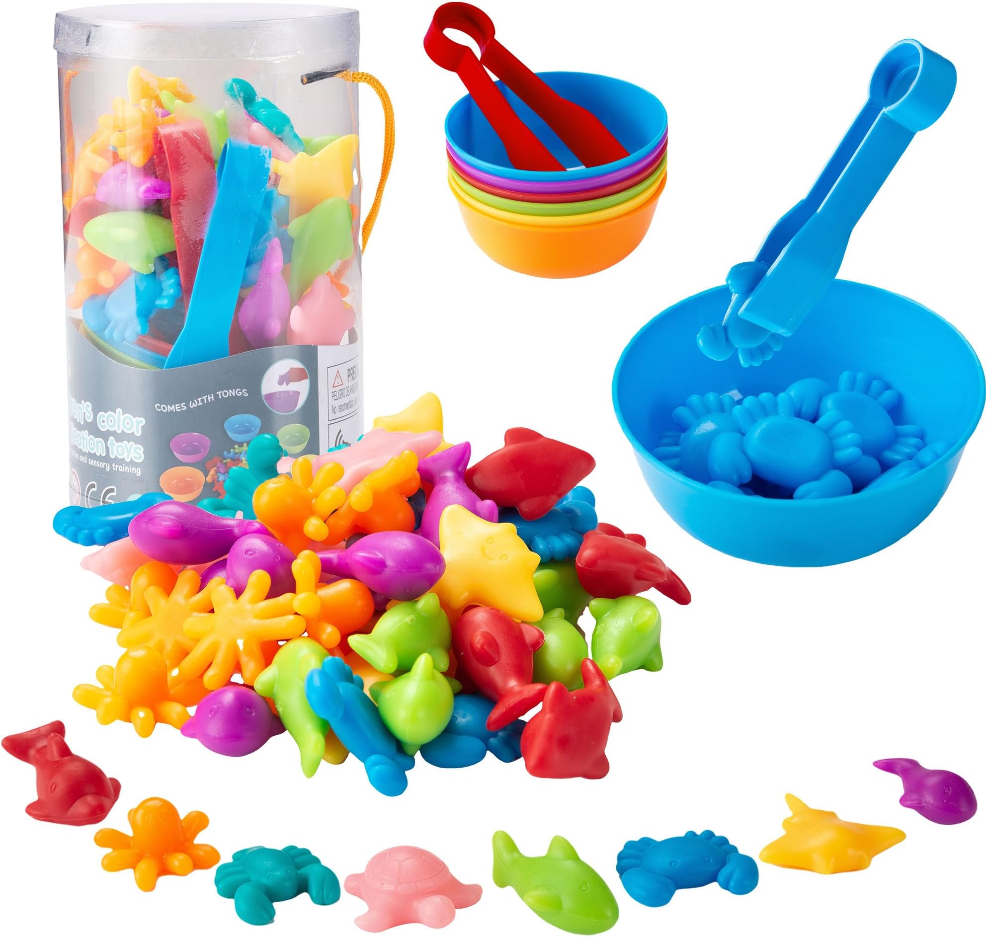 NEWSTYLE 58Pcs Color Sorting and Counting Dinosaurs Toys for Toddler 3 ...