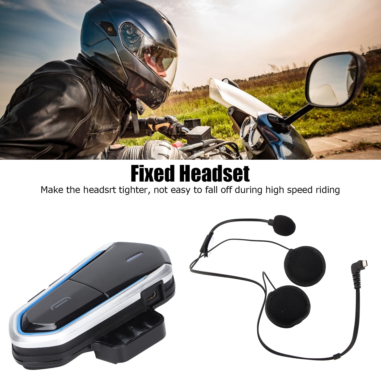 Jectse Auricolare per Moto, Auricolare per Casco da Moto, Auricolare per Casco da Moto Ultra Sottile con Microfono, per Vivavoce/Musica per Lo Sport in Moto