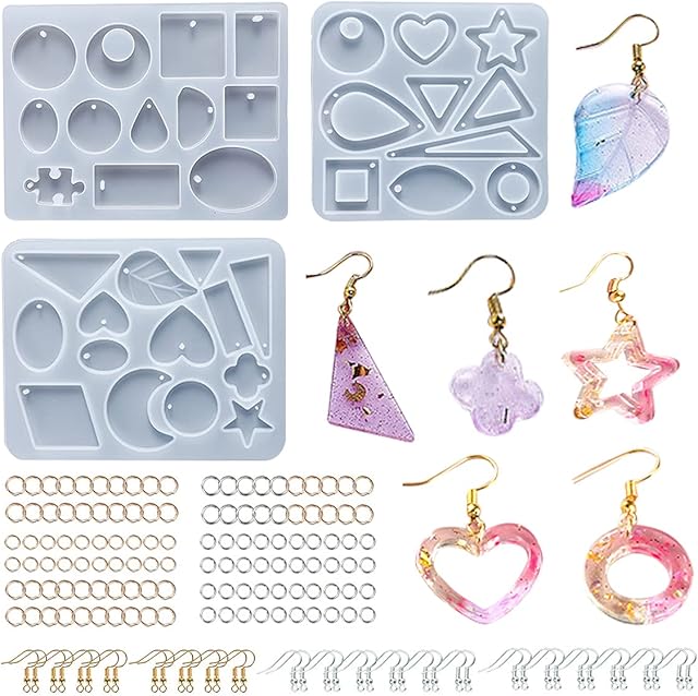 Epoxy Resin Moulds Silicone,Resin Kits for Beginners,143 Pcs Resin Accessories,Resin Jewellery Making Kit,Resin Mold,Moulds for Resin Casting,Pendant Earrings Necklace Bracelet