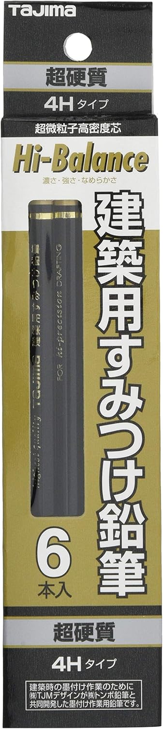 Tajima KNE6-RH Sumitsuke Pencil for Architecture, 6 Hard Dowels