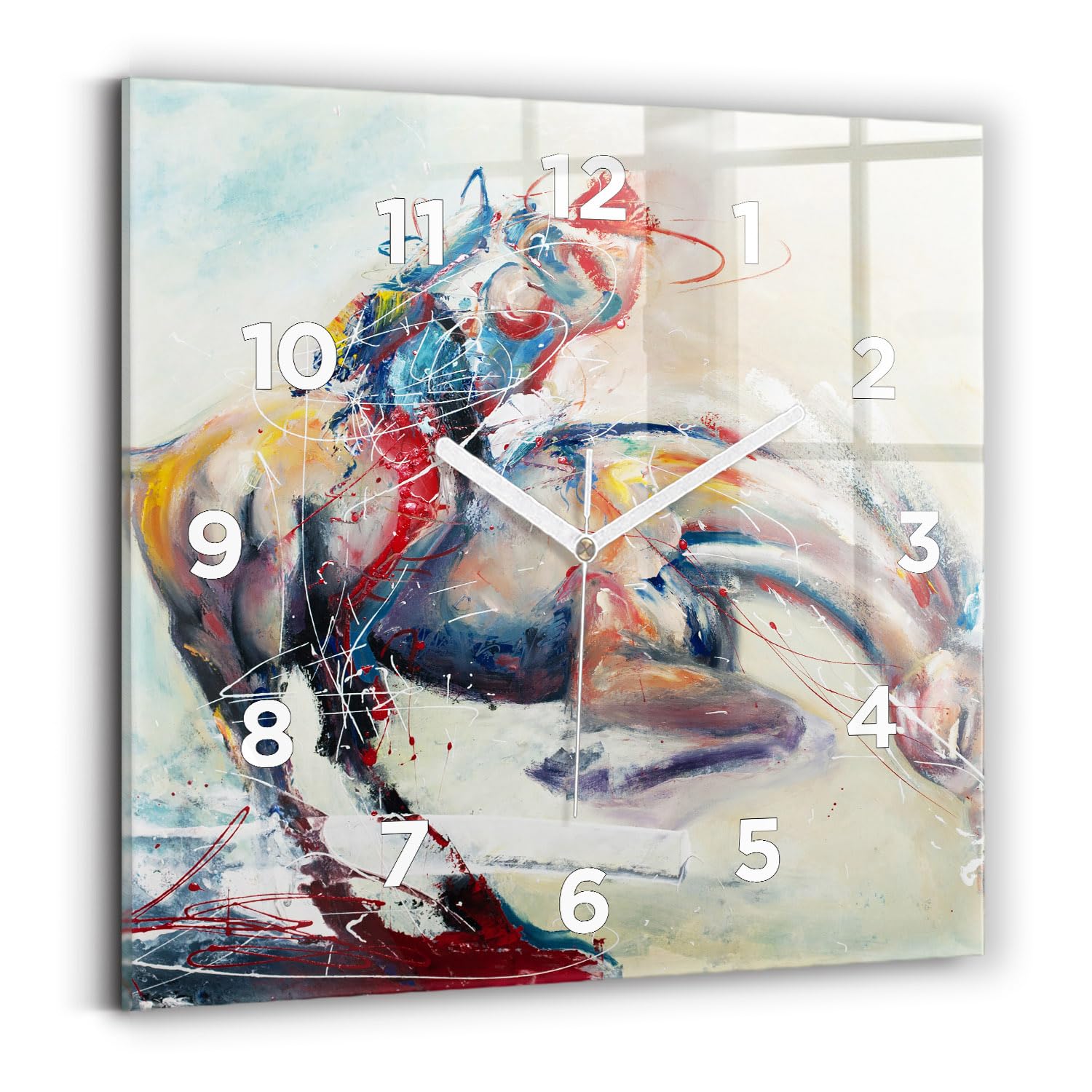 Horloge carrée Wallfluent 30x30 cm à quartz avec affichage numérique et analogique