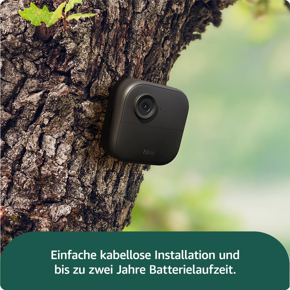Blink-Kamera Outdoor 4 | Kabellose intelligente HD-Sicherheitskamera, zwei Jahre Batterielaufzeit, fortschrittliche Bewegungserfassung, funktioniert mit Alexa | Nur Zusatzkamera | IP65