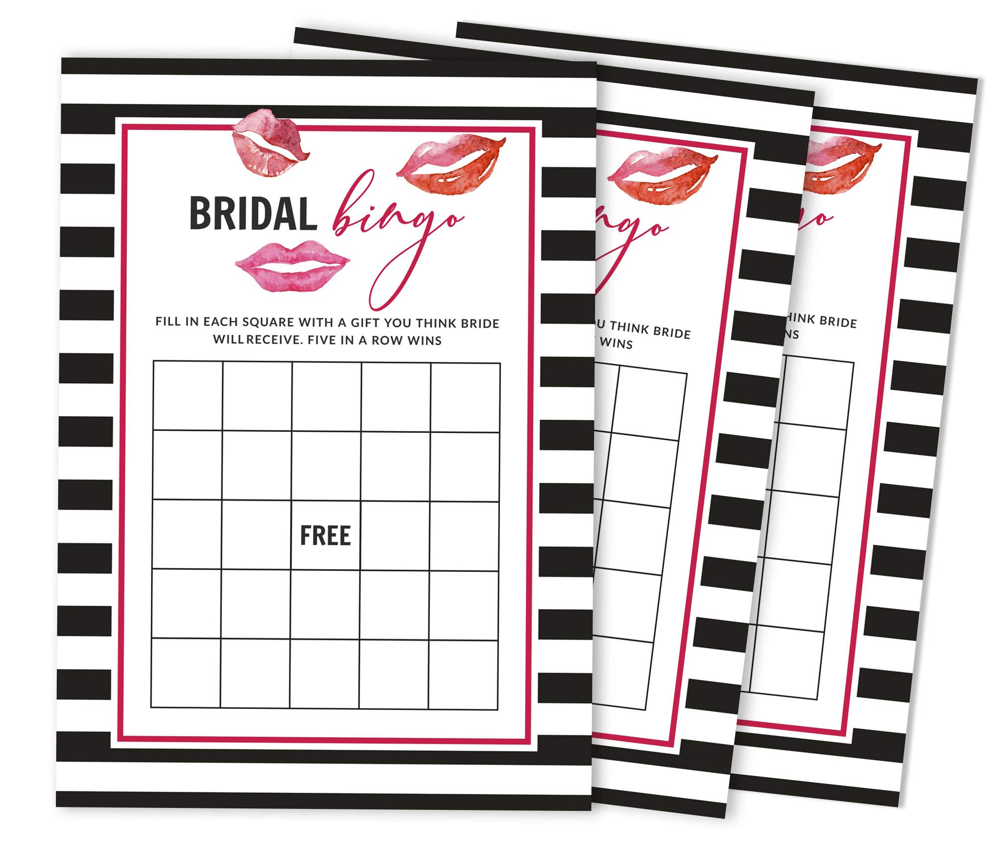 Inkdotpot 50 Striped kiss the miss good bye Bingo Game Cards For Bridal Wedding Shower Bachelorette Party Bulk Blank Square Fill In Gift Ideas