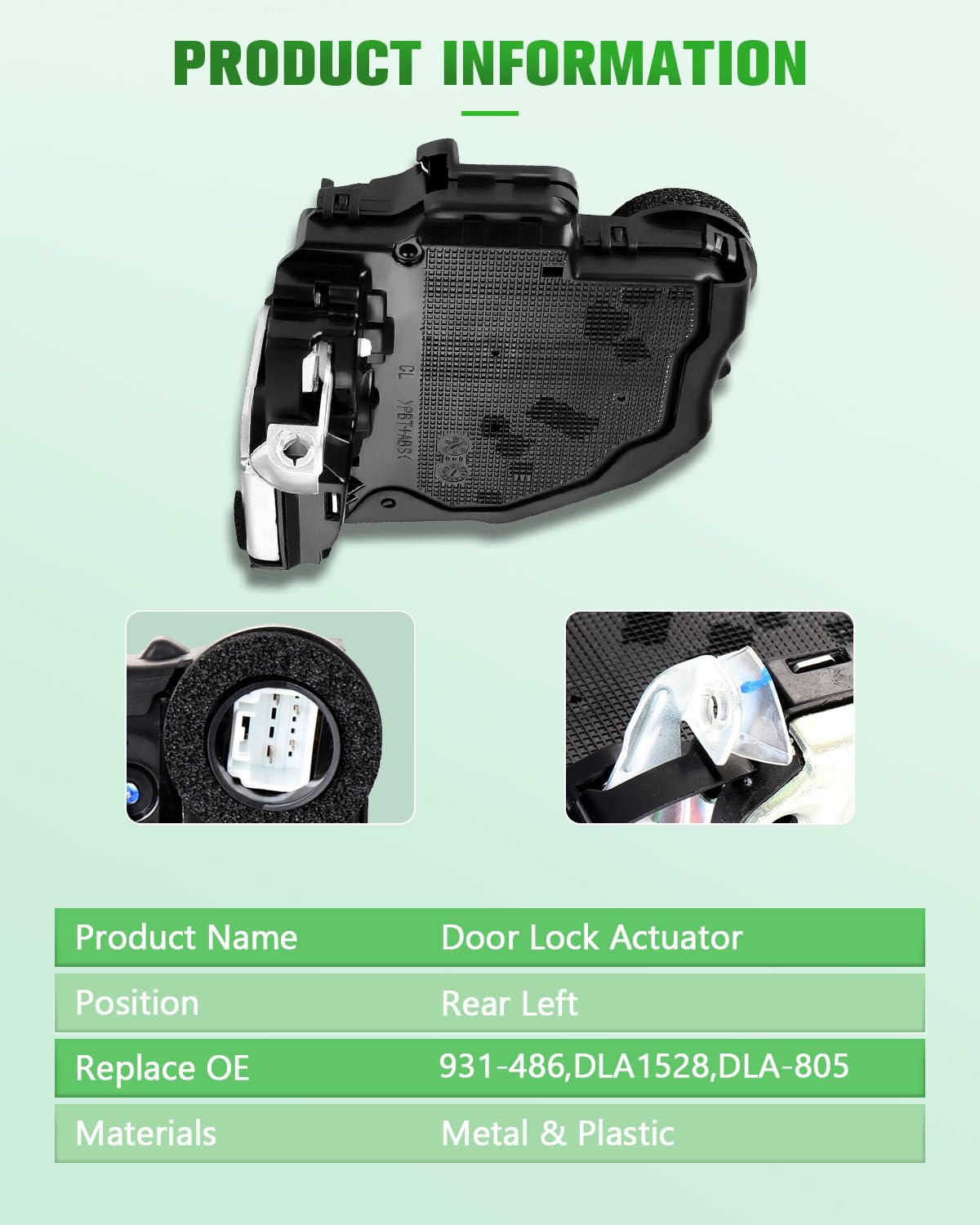 SCITOO Car Door Lock Actuator Rear Left Door Lock Latch Actuator Compatible for 2008-2014 for Toyota for SEQUOIA,2007-2016 for Toyota for TUNDRA 931-486 DLA1528 DLA-805 94551022034 DLA805 DLT031