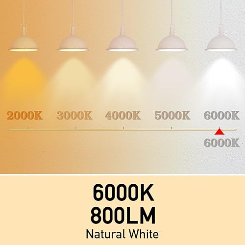 Miniatura 3 de Bombilla de espectro completo, bombillas de luz solar natural de 6000 K, bombilla LED equivalente a 9 W 60 W, bombillas naturales A19, E26E27,