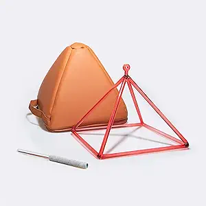 TOPFUND Red Crystal Singing Pyramid 10 inch with Carrying Case and Quartz Suede Mallet