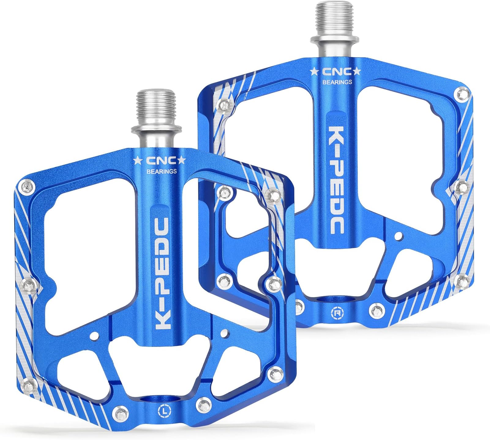 'K PEDC Bike Pedal Aluminum Alloy 9/16'' Bike Pedal MTB Wide Platform Flat Non-Slip Bicycle Pedals with 3 Bearings for Mountain Bikes, Road, BMX'
