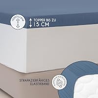Dreamzie Prémium Jersey Pamut Lepedő Matracvédőre 140x200-160x200 cm - Kék, Extra Alacsony Oldalmagasság, OEKO-TEX Tanúsítvány, Könnyen Tisz 3