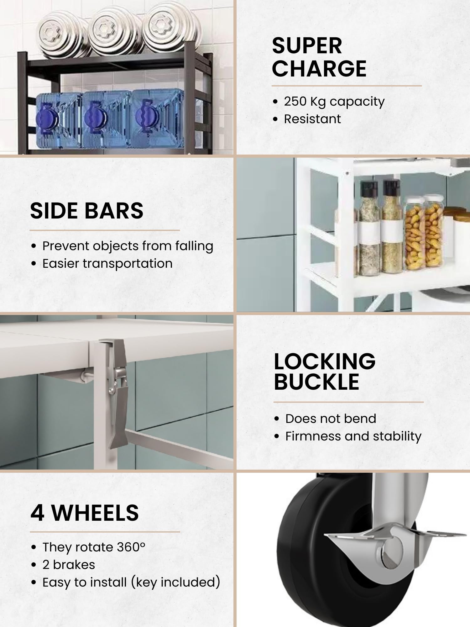 MAGIC SELECT Regal zu Lagern. Modulares Mehrzweckregal. Regal mit Rädern. Klappbares Standregal. Möbel für Küche, Bad, Schlafzimmer, Wohnzimmer mit 5 Ablagefächern.