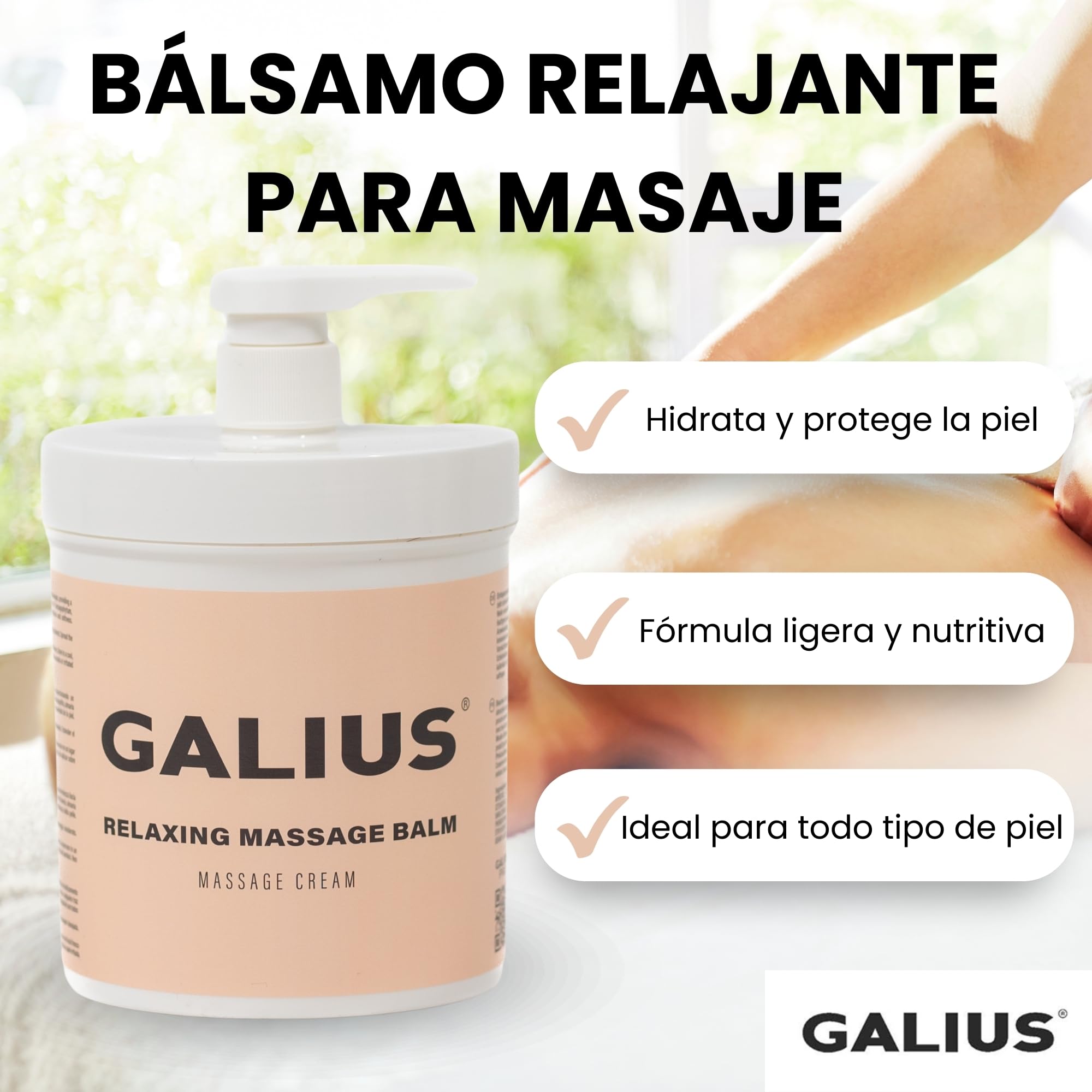 GALIUS - Bálsamo Relajante para Masaje con Ingredientes Naturales - Hidratación Profunda para Fisioterapia y Masajes Relajantes - Ideal para Todo Tipo de Masajes - 1kg