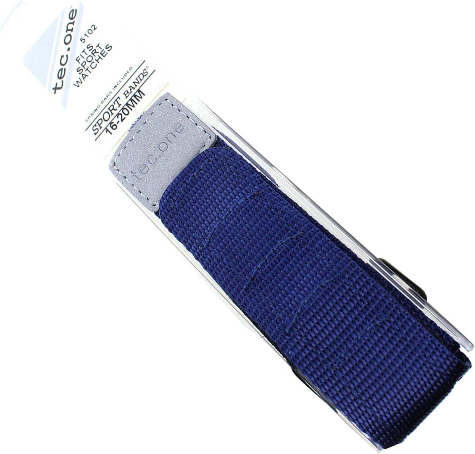 16-20mm Tec One Navy Nylon Sport Wrap Hook & Loop Mens Watch Band 5102
