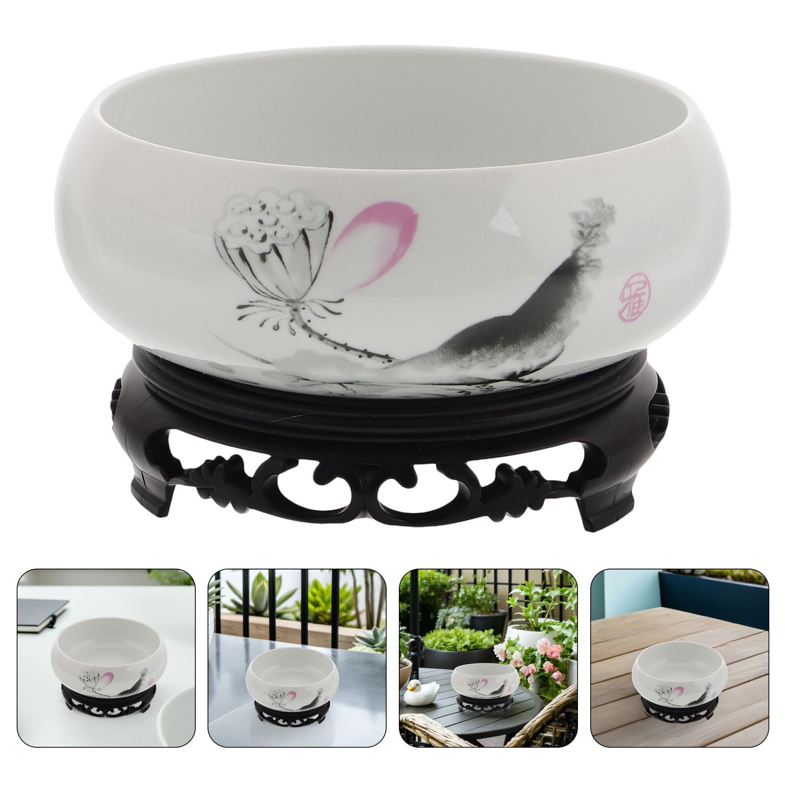 Ceramiczna Doniczka Hydroponiczna z Białej Porcelany z Kwiatem Lotosu bez Otworu z Plastikową Podstawą Stylowy Planter Do Wnętrz Idealna Narcyzy i Wodne