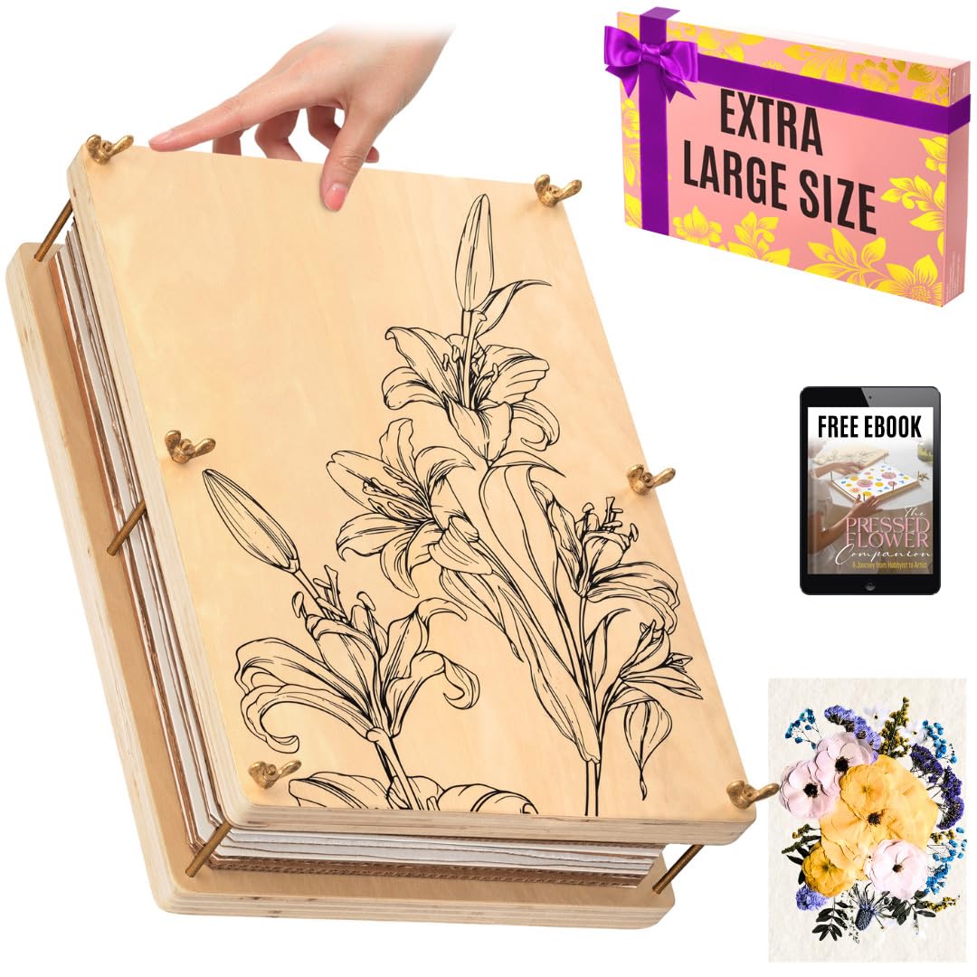 Berstuk Extra Large Flower Press Kit for Adults - Big Flower Preservation Kit 38 x 29cm (15" x 11.4") - Includes Video Tutorials - Gift-Ready Packaging for Arts and Crafts Lovers