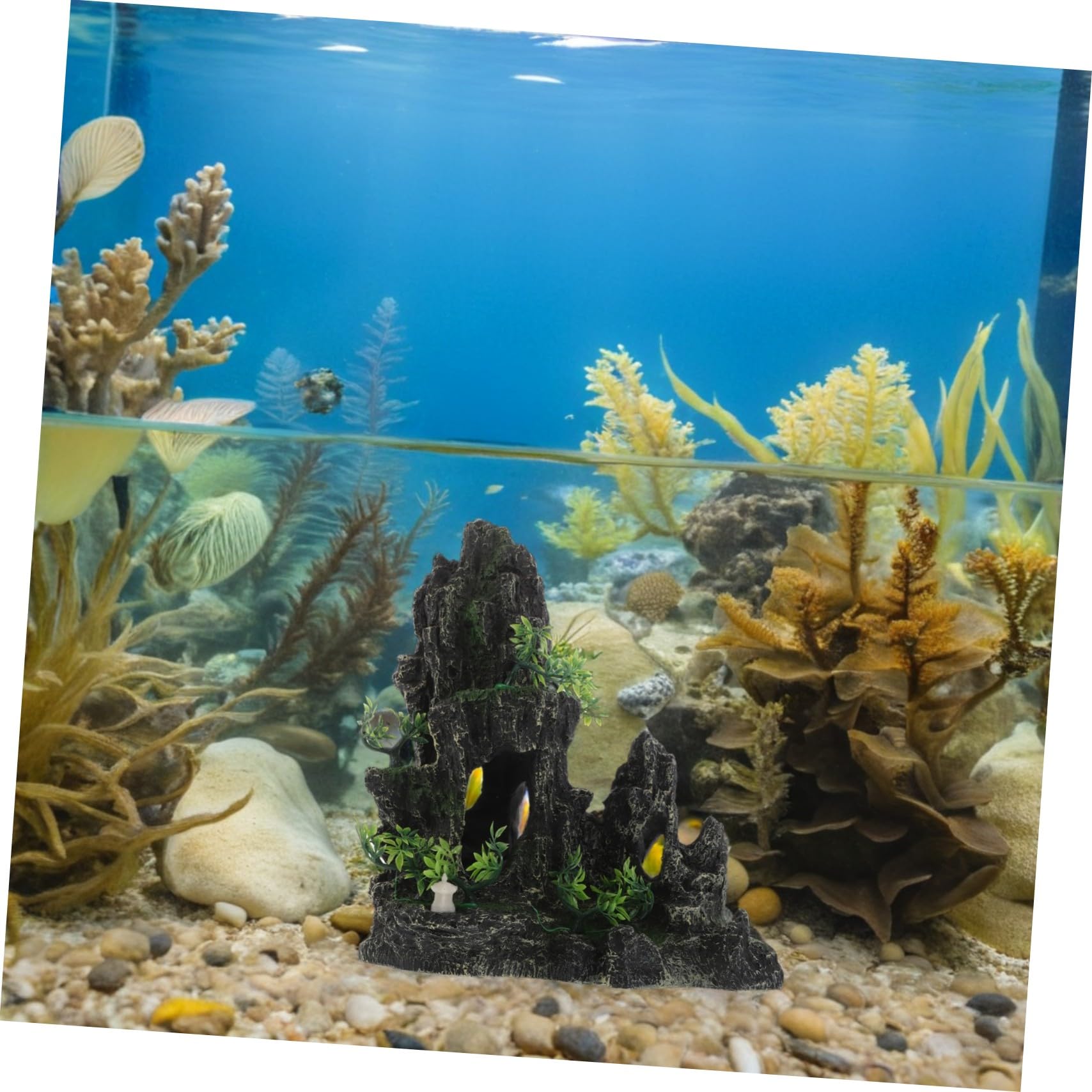 Decoración para Acuario con Roca Artificial de Resina Montaña Simulada para Paisaje Ornamental de Peces Refugio para Camarones y Escondite para Bettas Piedra Decorativa Duradera y